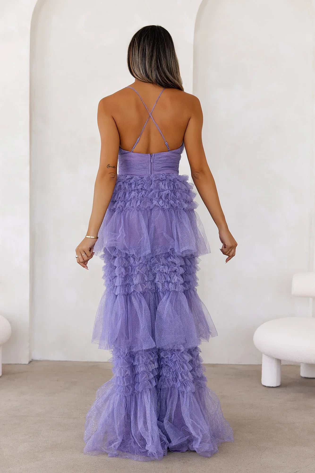 Twinkle Season Glitter Maxi Dress Dusty Violet