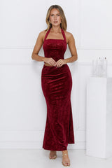Velvet Gaze Maxi Skirt Burgundy